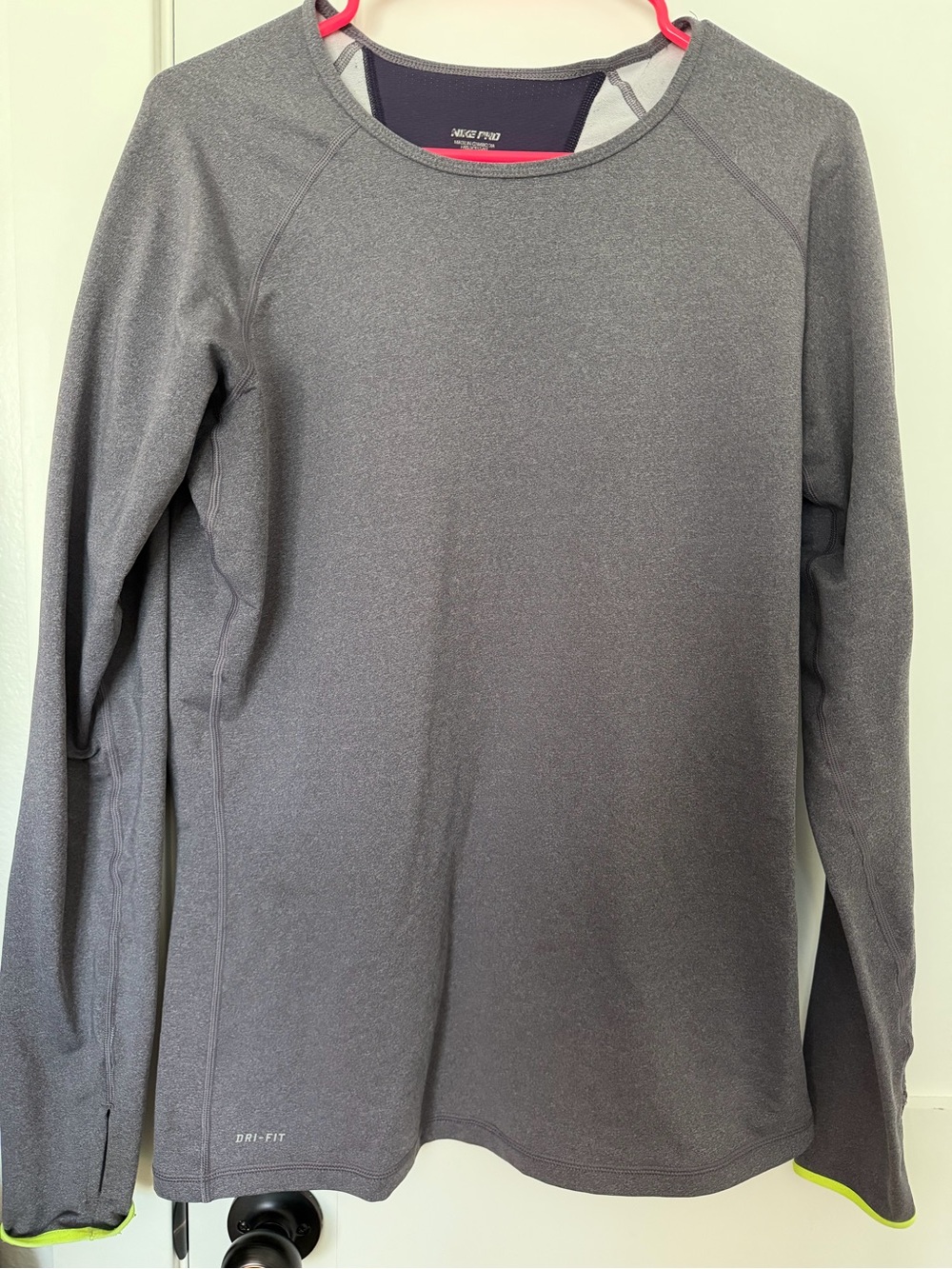 Nike Dri-FIT women’s Long Sleeve Performance Shirt - Gray with finger holes